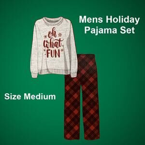 Men's 2 Piece Holiday Pajama Set Christmas PJ's Size Medium Oh What Fun!